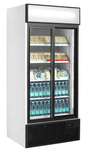 2-dørs Kjølt eksponeringsskap inkl. displayskjerm FSC891S, Vol: 707 / 462  liter, 230v Kjøl og frys