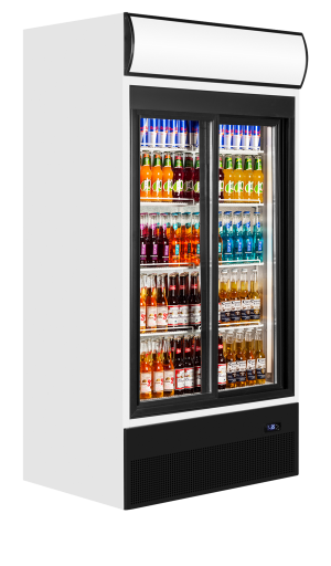 2-dørs Kjølt eksponeringsskap inkl. displayskjerm FSC1000S, Vol: 771 / 524  liter, 230v Kjøl og frys