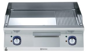 700xp Flatgrill med 2/3 slett + 1/3 riflet krom topp 800 mm – 230 volt 700XP serie