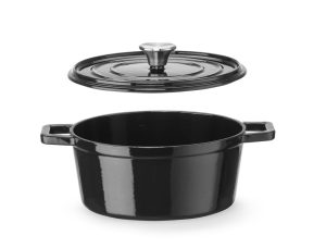 Emaljert støpejernsgryte, HENDI, 3,7L, svart, 317x240x(H)105mm Kasseroller & Panner