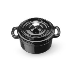 Emaljert støpejernsgryte, HENDI, 0,27L, svart, 130x100x(H)48mm Kasseroller & Panner